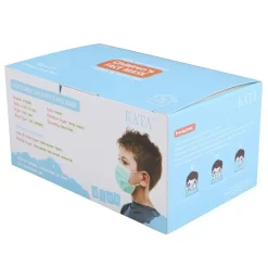 Kata 3-Ply Pleated Disposable Children's Face Masks, One Size, Green, Box Of 50 Masks