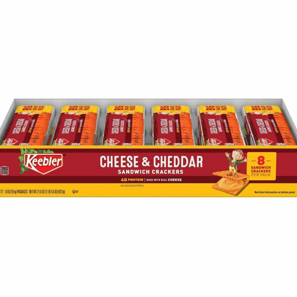 Keebler Cheese And Cheddar Sandwich Crackers, Pack Of 12