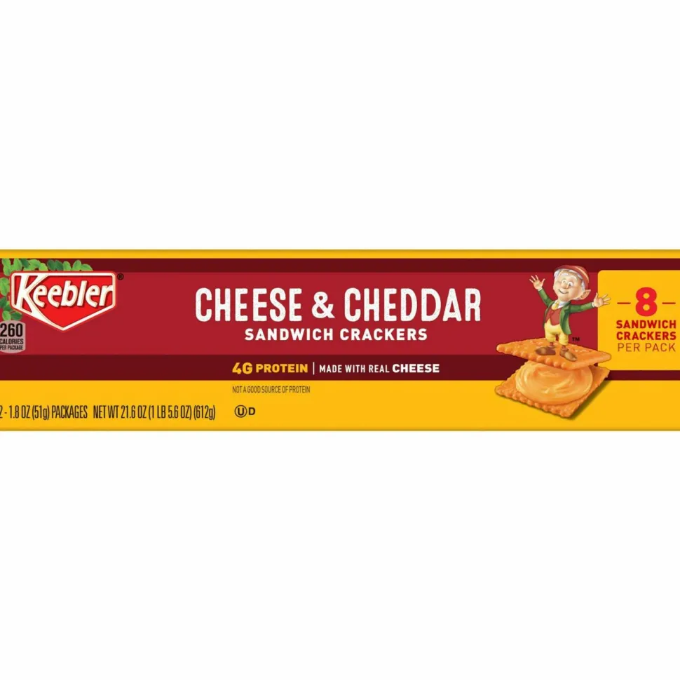 Keebler Cheese And Cheddar Sandwich Crackers, Pack Of 12