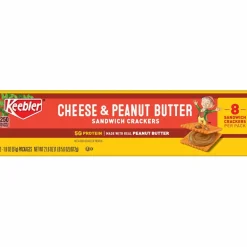 Keebler Sandwich Crackers, Single Serve Snack Crackers, Office and Kids Snacks, Big Snack Pack, Cheese and Peanut Butter, 21.6oz Tray (12 Packs)