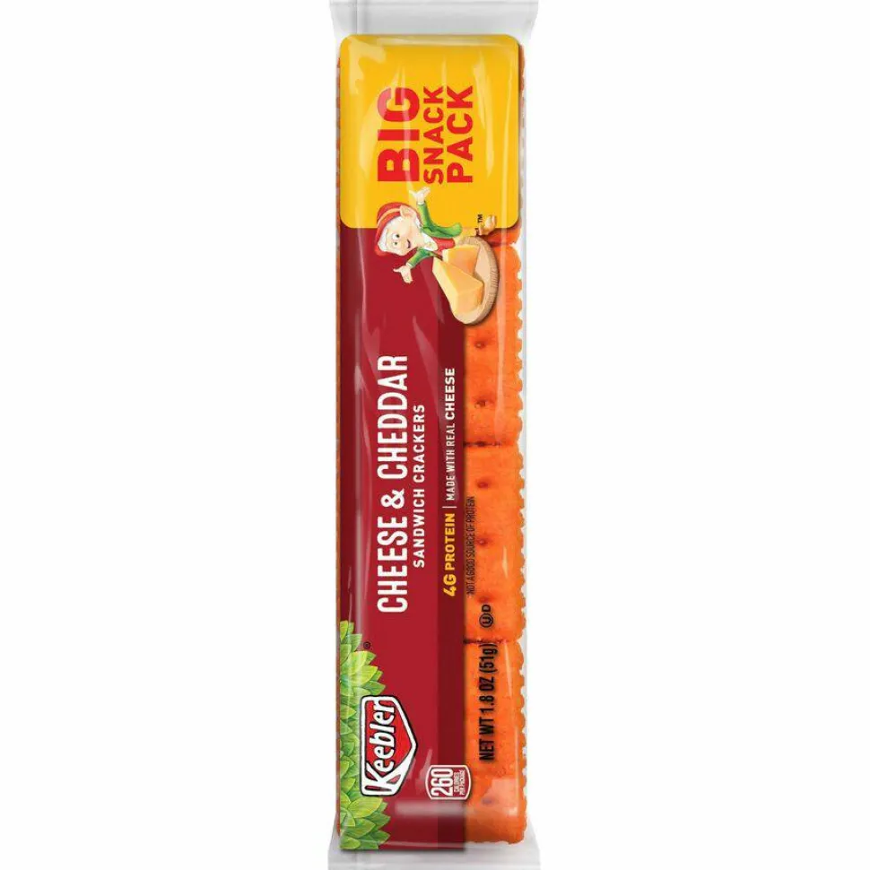 Keebler Sandwich Crackers, Single Serve Snack Crackers, Office and Kids Snacks, Big Snack Pack, Cheese and Peanut Butter, 21.6oz Tray (12 Packs)