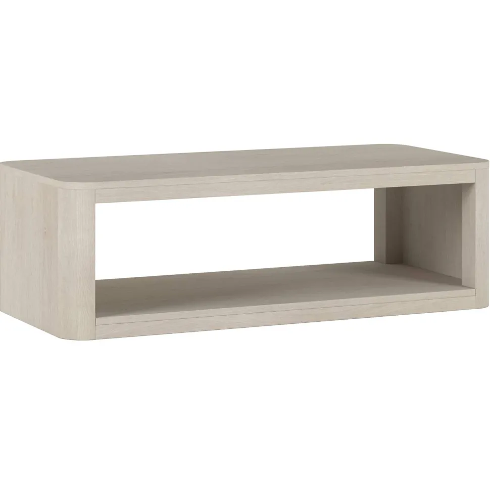 Kellan 47" Wide Rectangular Coffee Table in Alder White