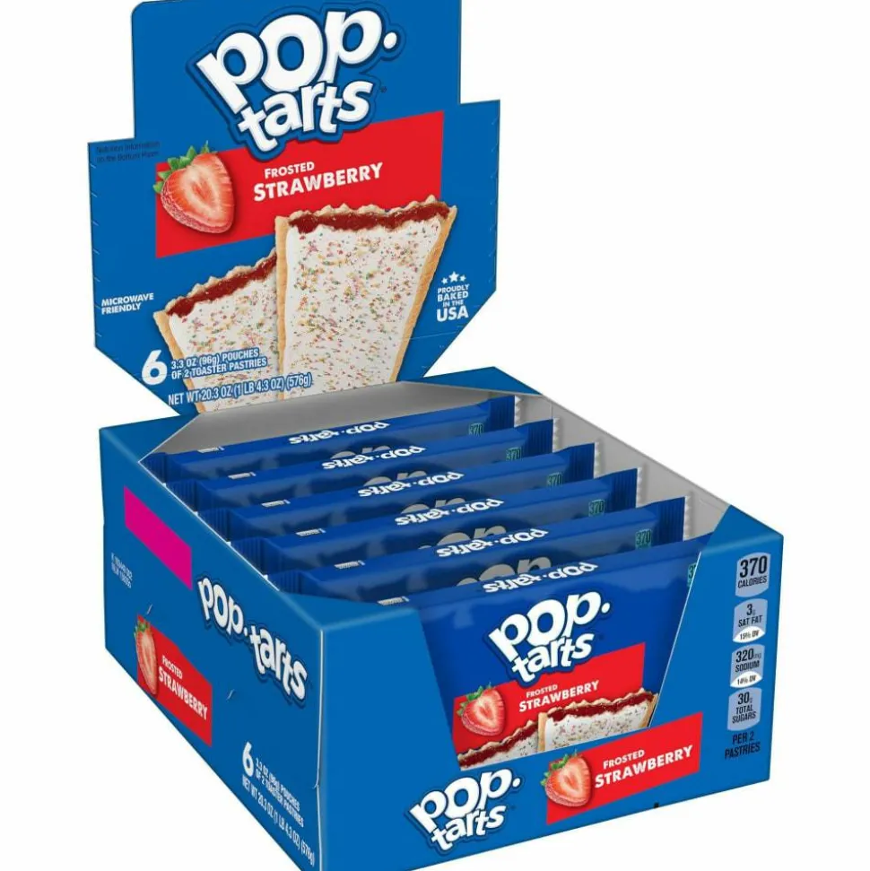 Kellogg's Pop Tarts, Frosted Strawberry, 3.67 oz, 2/Pack, 6 Packs/Box
