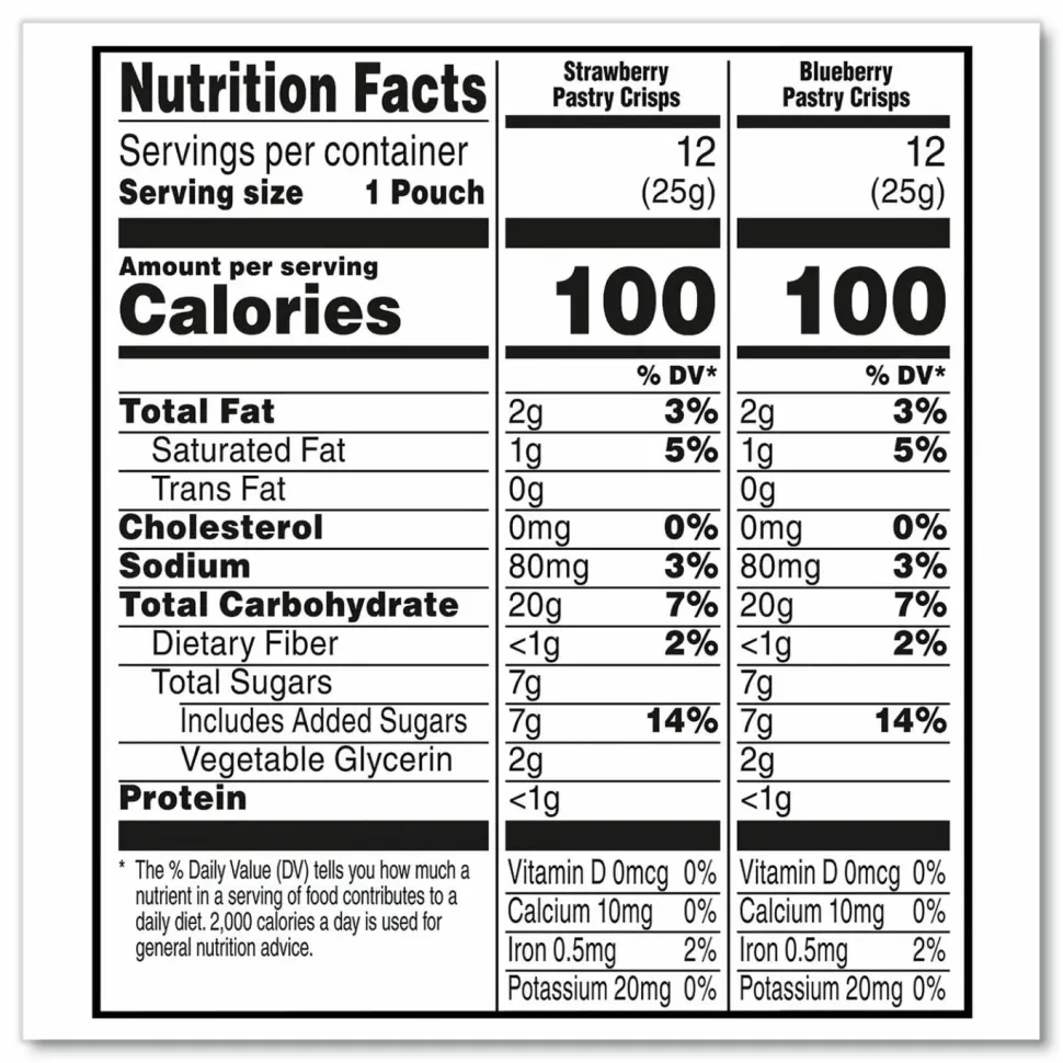 Kellogg's Special K Pastry Crisps, (36) Strawberry; (24) Blueberry, 0.88 oz, 2/Pouch, 30 Pouches/Carton
