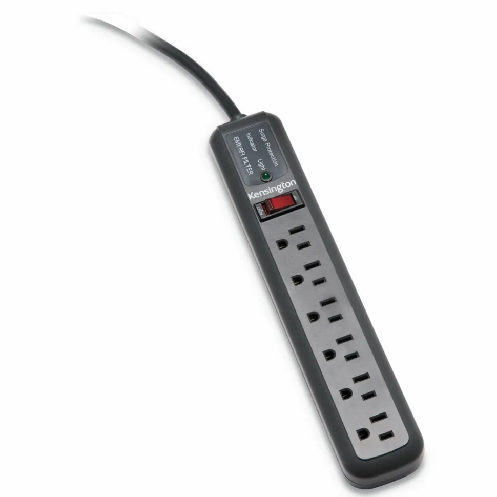 Kensington Guardian Surge Protector, 6 AC Outlets, 15 ft Cord, 540 J, Gray