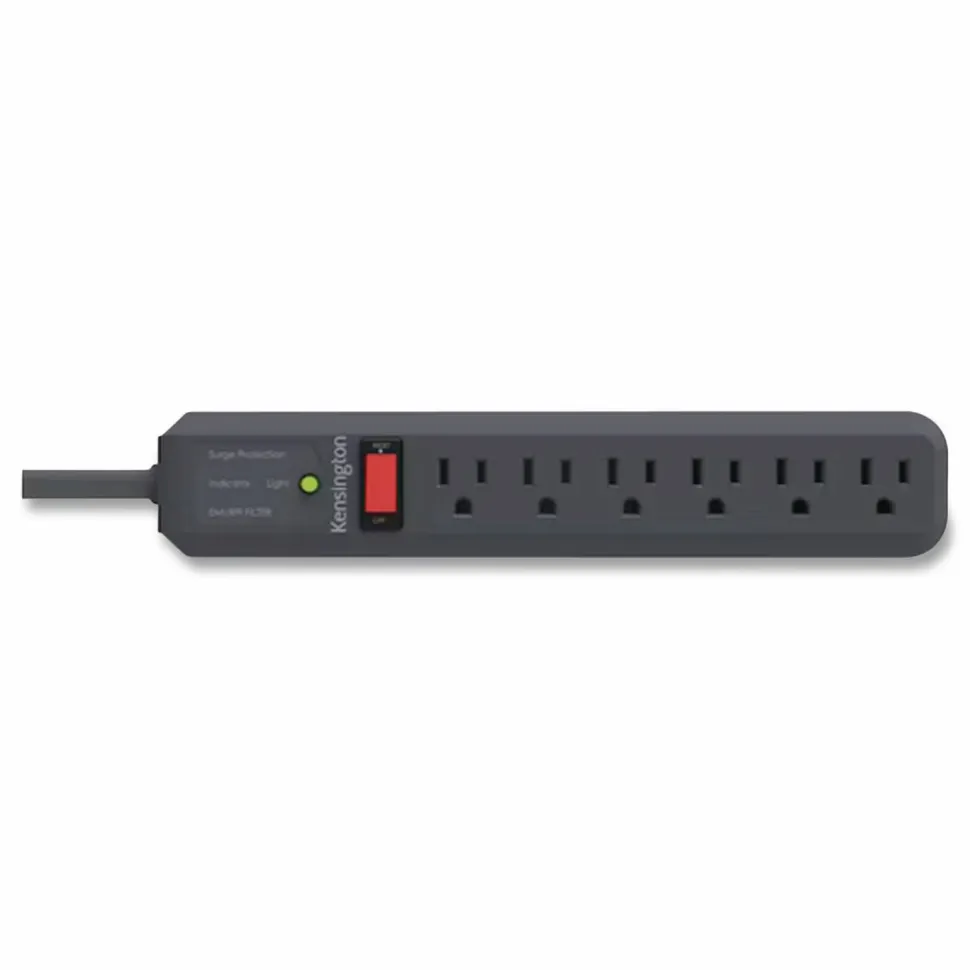 Kensington Guardian Surge Protector, 6 AC Outlets, 15 ft Cord, 540 J, Gray
