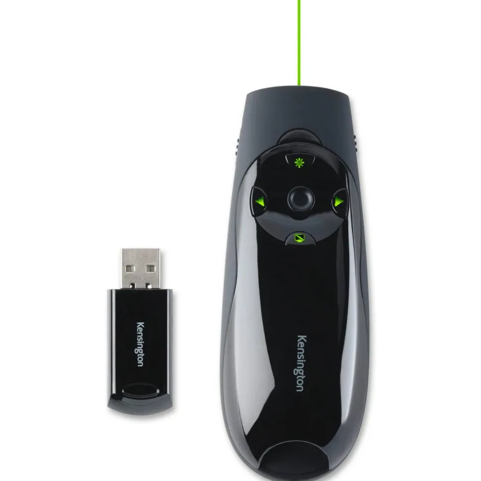 Kensington Presenter Expert Green Laser with Cursor Control - Presentation remote control - 4 buttons - RF - black