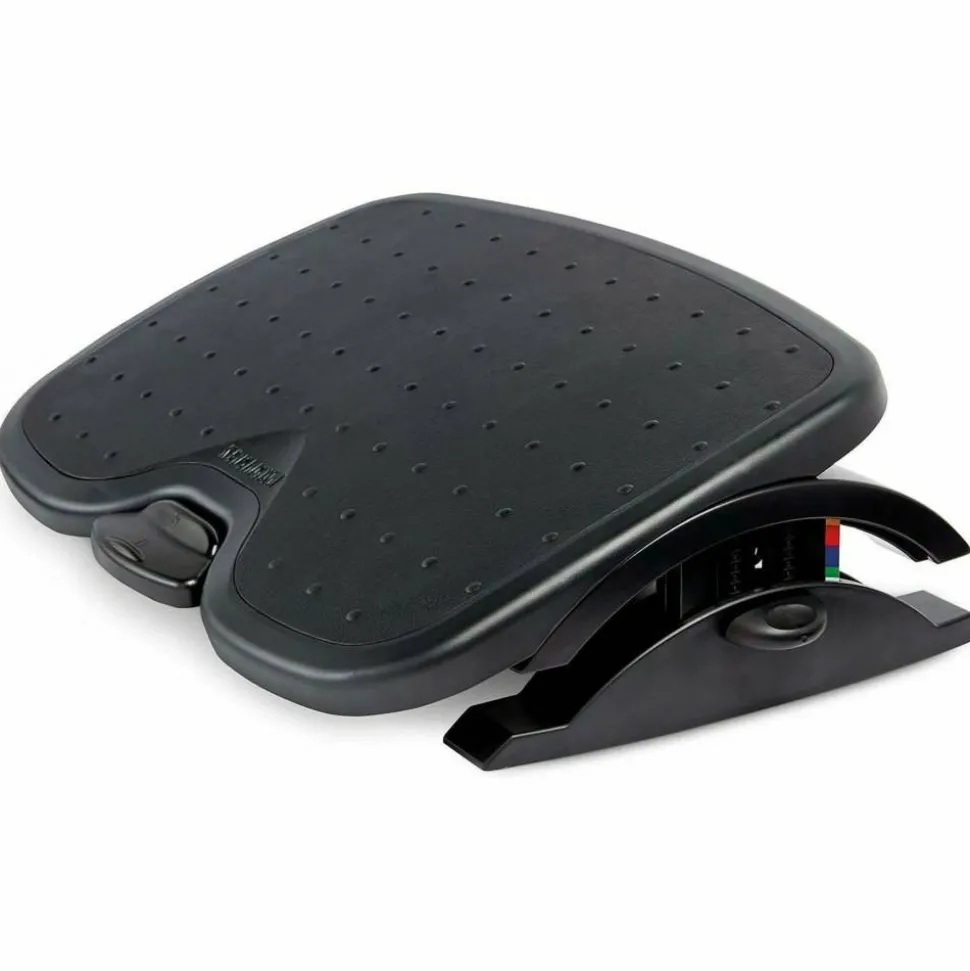 Kensington SmartFit Solemate Plus Foot Rest - 3.50" to 5" Adjustable Height - 30° Tilt - Black - 1 Each - TAA Compliant
