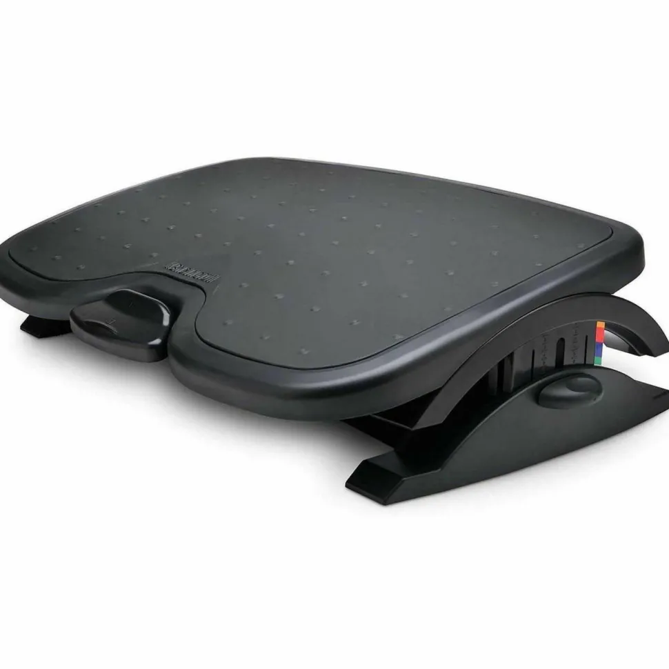 Kensington SmartFit Solemate Plus Foot Rest - 3.50" to 5" Adjustable Height - 30° Tilt - Black - 1 Each - TAA Compliant