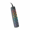 Kensington SmartSockets Color-Coded Strip Surge Protector, 6 AC Outlets, 7 ft Cord, 945 J, Black