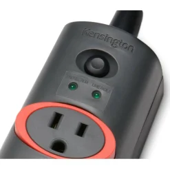 Kensington SmartSockets Color-Coded Strip Surge Protector, 6 AC Outlets, 7 ft Cord, 945 J, Black