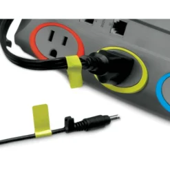 Kensington SmartSockets Color-Coded Strip Surge Protector, 6 AC Outlets, 7 ft Cord, 945 J, Black
