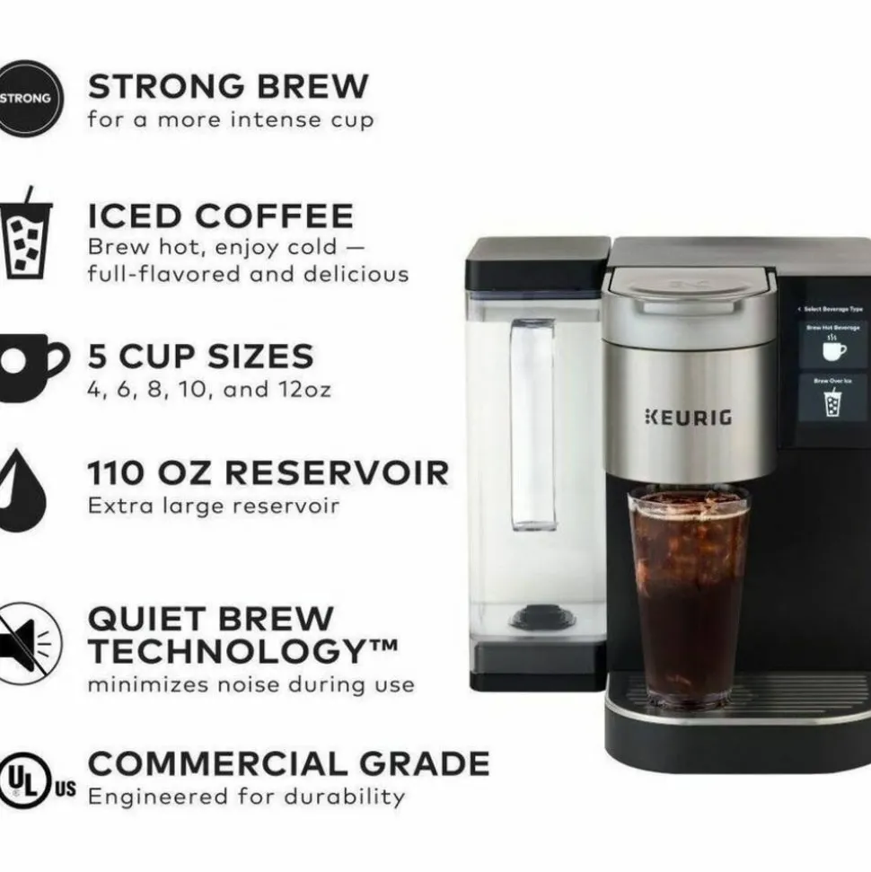 Keurig K-2550 Single-Serve Commercial K-Cup Pod Coffee Maker With 110oz Water Reservoir Bundle, Black/Silver