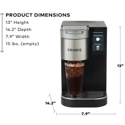 Keurig K-2550 Single-Serve K-Cup Pod Medium Workplace Coffee Maker, Plumbed, Silver/Black