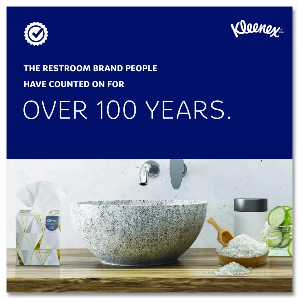 Kimberly Clark Kleenex Professional 2 Ply Facial Tissue, Flat Box, White, 125 Tissues Per Box, Case Of 12 Boxes