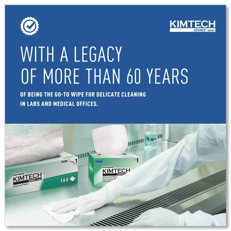 Kimberly Clark Kimtech Science Kimwipes Delicate Task Wipers, 4 2/5" x 8 2/5", 280 Per Pack, Case Of 60 Packs