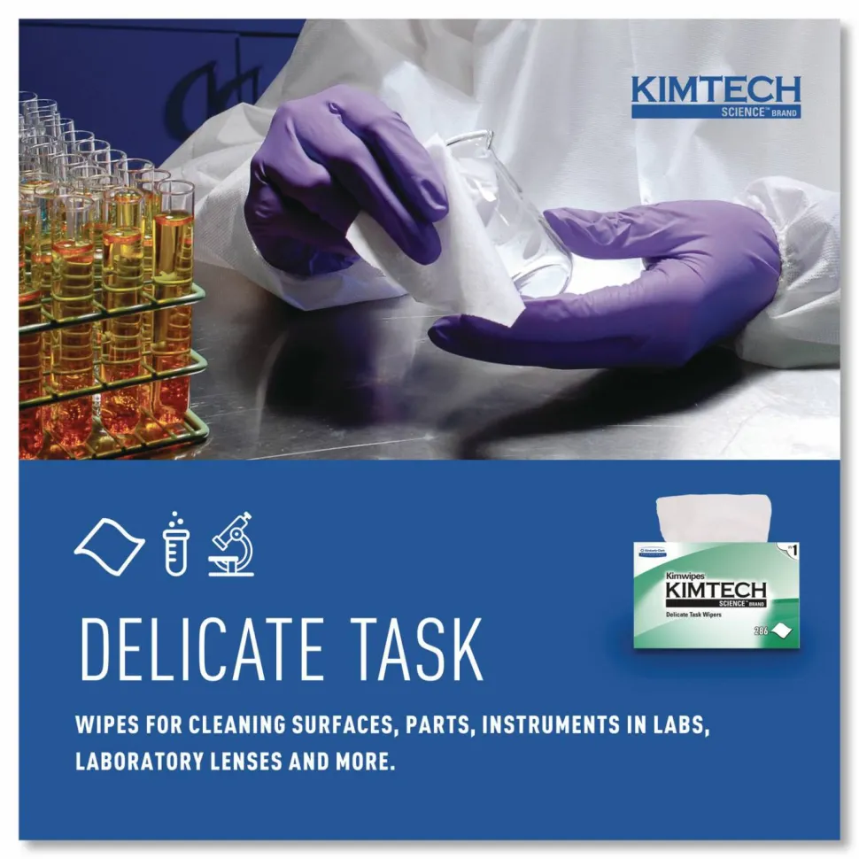 Kimberly Clark Kimtech Science Kimwipes Delicate Task Wipers, 4 2/5" x 8 2/5", 280 Per Pack, Case Of 60 Packs
