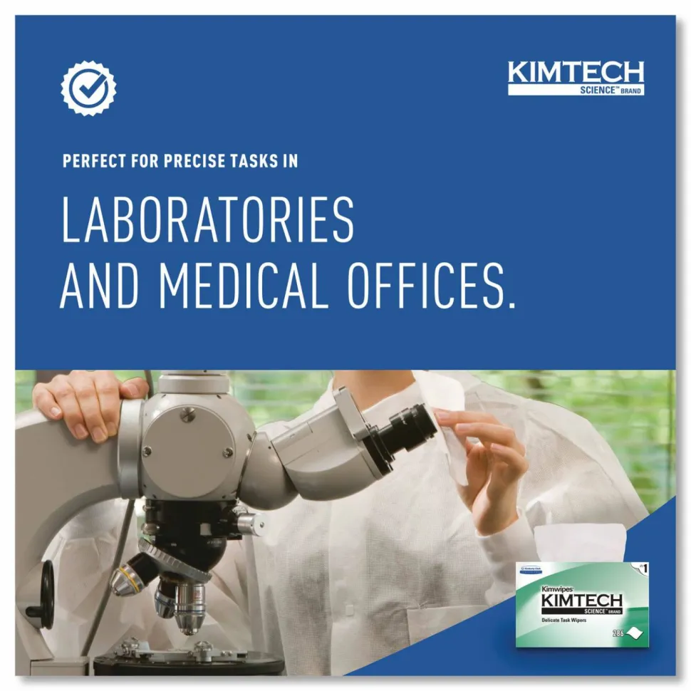 Kimberly Clark Kimtech Science Kimwipes Delicate Task Wipers, 4 2/5" x 8 2/5", 280 Per Pack, Case Of 60 Packs