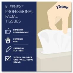 Kimberly Clark Kleenex Professional 2 Ply Facial Tissue Flat Box (21606), White, 125 Tissues/Box