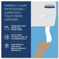 Kimberly-Clark Professional* JRT Jr. Escort Jumbo Roll Bath Tissue Dispenser, 16 x 5.75 x 13.88, Pearl White
