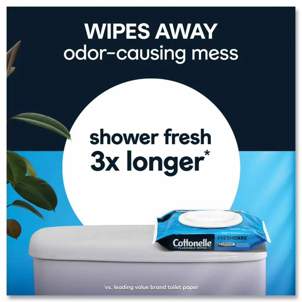 Kimberly-Clark Professional Cottonelle Fresh Care Flushable Wet Wipes, 42 Wipes Per Pouch, Pack Of 2 Pouches