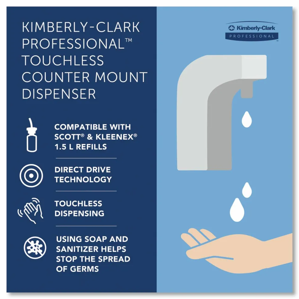 Kimberly-Clark Professional* Touchless Counter Mount Skin Care Dispenser, 1.5 L, 2.12 x 4.25 x 5.56, Chrome