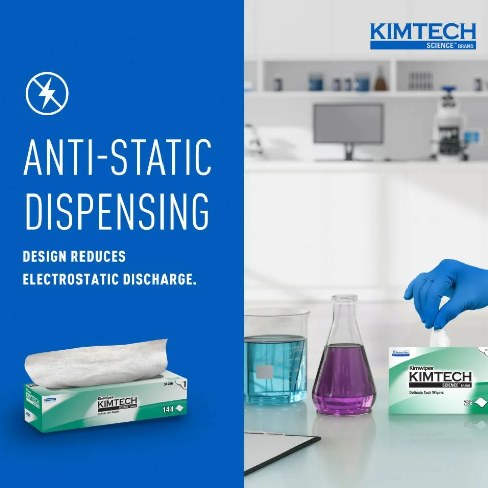 Kimberly-Clark Professional Kimtech Science Kimwipes Pop-Up Box, 14 7/10" x 16 3/5", 144/Box