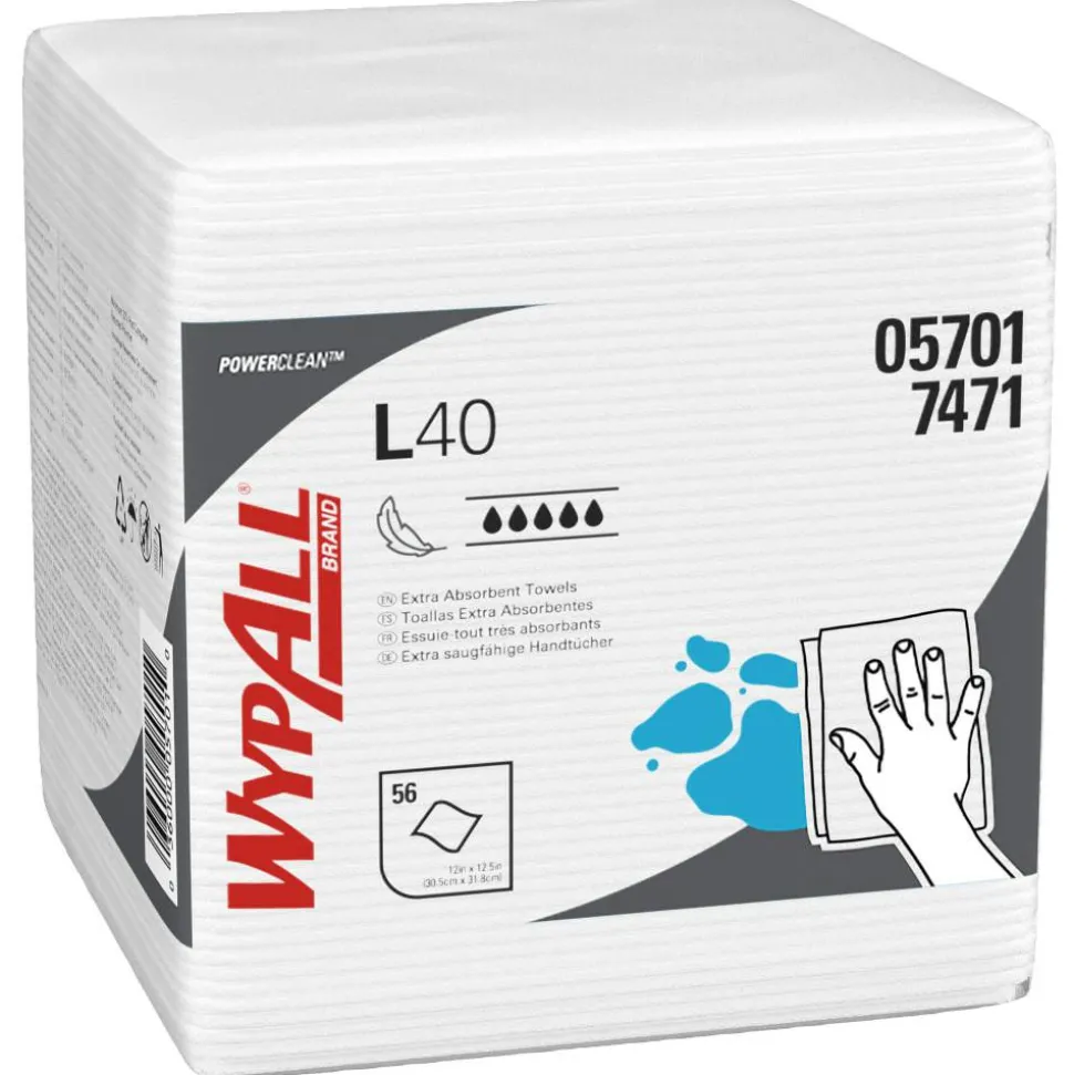 Kimberly-Clark Professional Wipers Wypall L40, 1/4 Fold, Pack Of 56