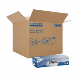 Kimtech Kimwipes Delicate Task Wipers, 3-Ply, 11.8 x 11.8, Unscented, White, 100/Box, 15 Boxes/Carton