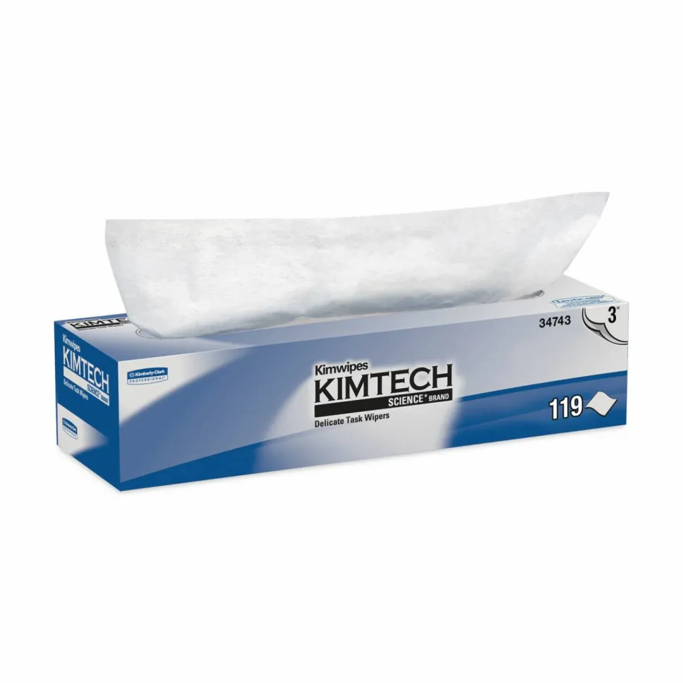 Kimtech Kimwipes Delicate Task Wipers, 3-Ply, 11.8 x 11.8, Unscented, White, 100/Box, 15 Boxes/Carton