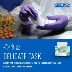 KIMTECH Kimwipes Delicate Task Wipers - 1 Ply - 4.40"x8.40" - White - 280/Pack, 30/Box, 34120