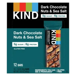 KIND Dark Chocolate, Nuts & Sea Salt Bars, 1.41 Oz, Box Of 12