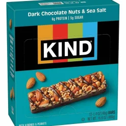 KIND Dark Chocolate, Nuts & Sea Salt Bars, 1.41 Oz, Box Of 12