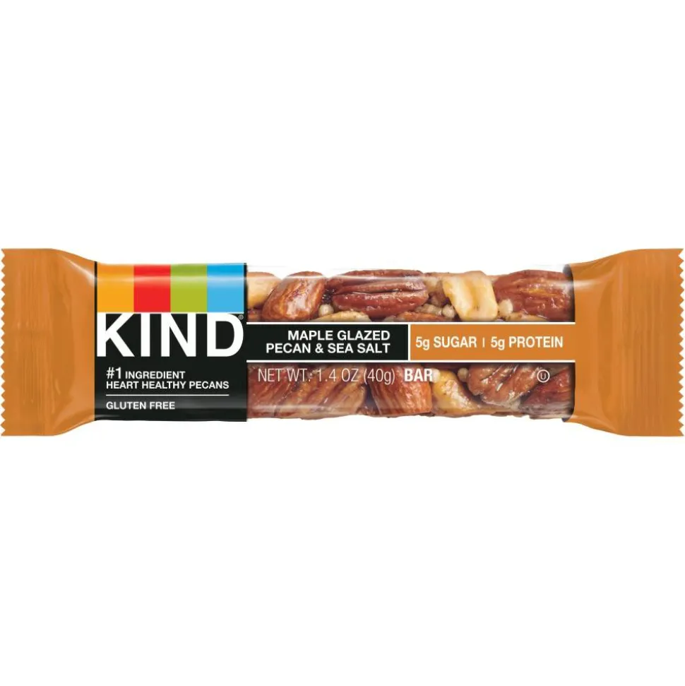 KIND Maple Glazed Pecan And Sea Salt Nut And Spice Bars, 1.4 Oz, Box Of 12
