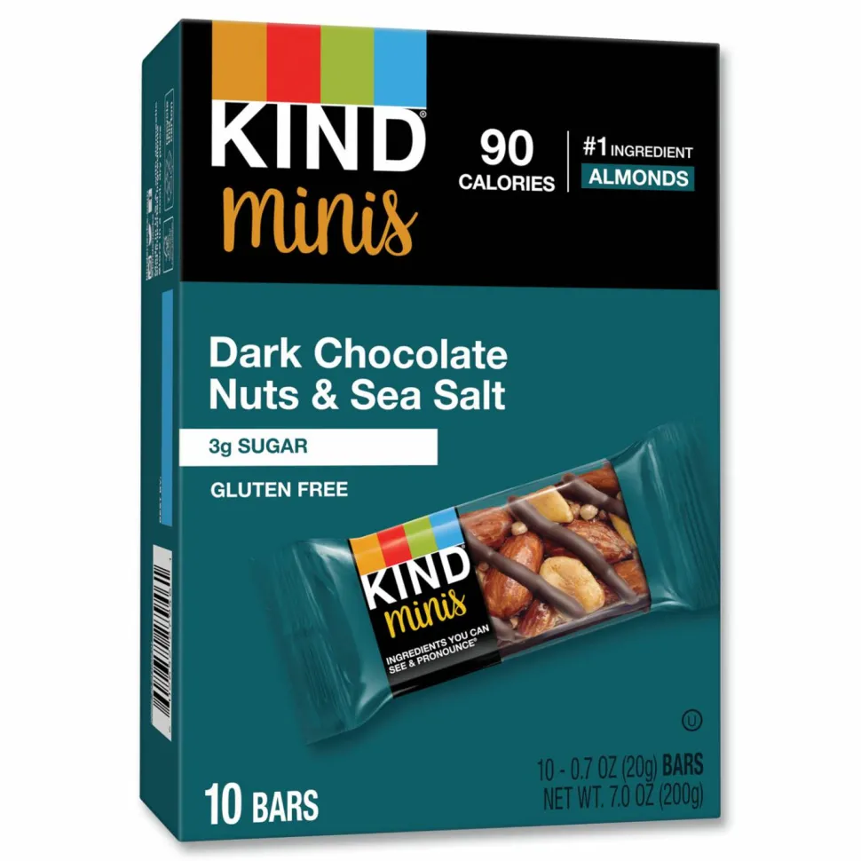 KIND Minis, Dark Chocolate Nuts/Sea Salt, 0.7 oz Bar, 10/Pack