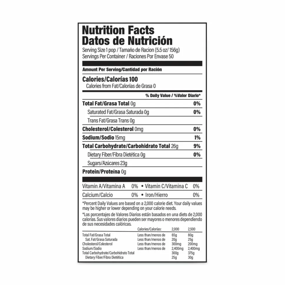 Kisko Giant Tropical Freezies Ice Pops, Fruit Punch, Guava, Mango, Pineapple, 5.5 oz Tube, 50/Carton