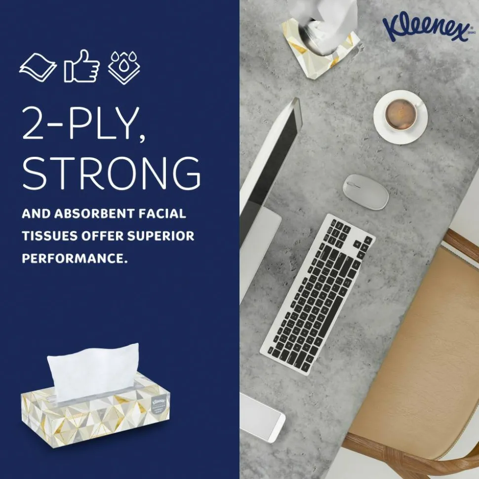 Kleenex FSC Certified 2-Ply Facial Tissues, 8 2/5" x 8 3/5", White, 125 Tissues Per Box, Case Of 48 Boxes