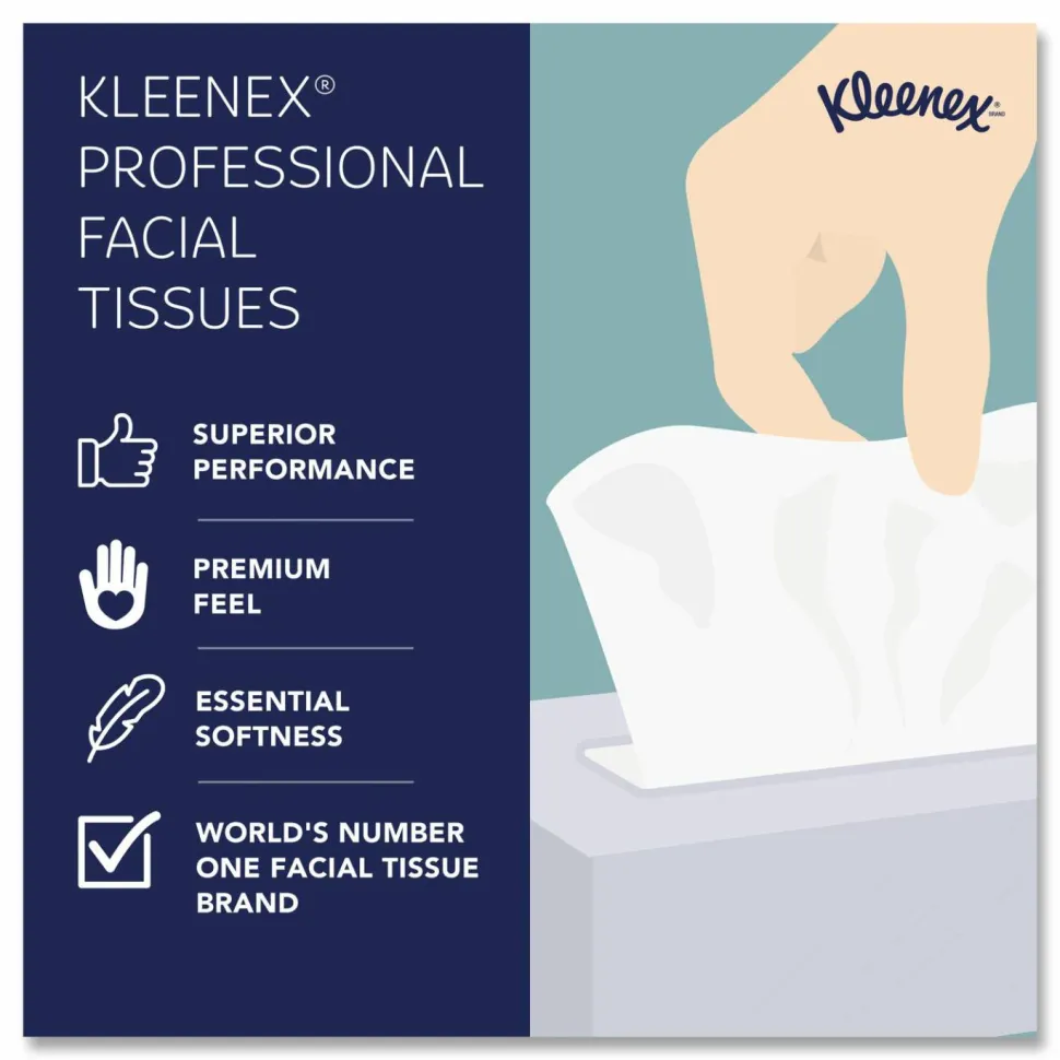 Kleenex Professional Facial Tissue, Pop-Up Box, 2-Ply, White, 90 Sheets/Box, 36 Boxes/Carton