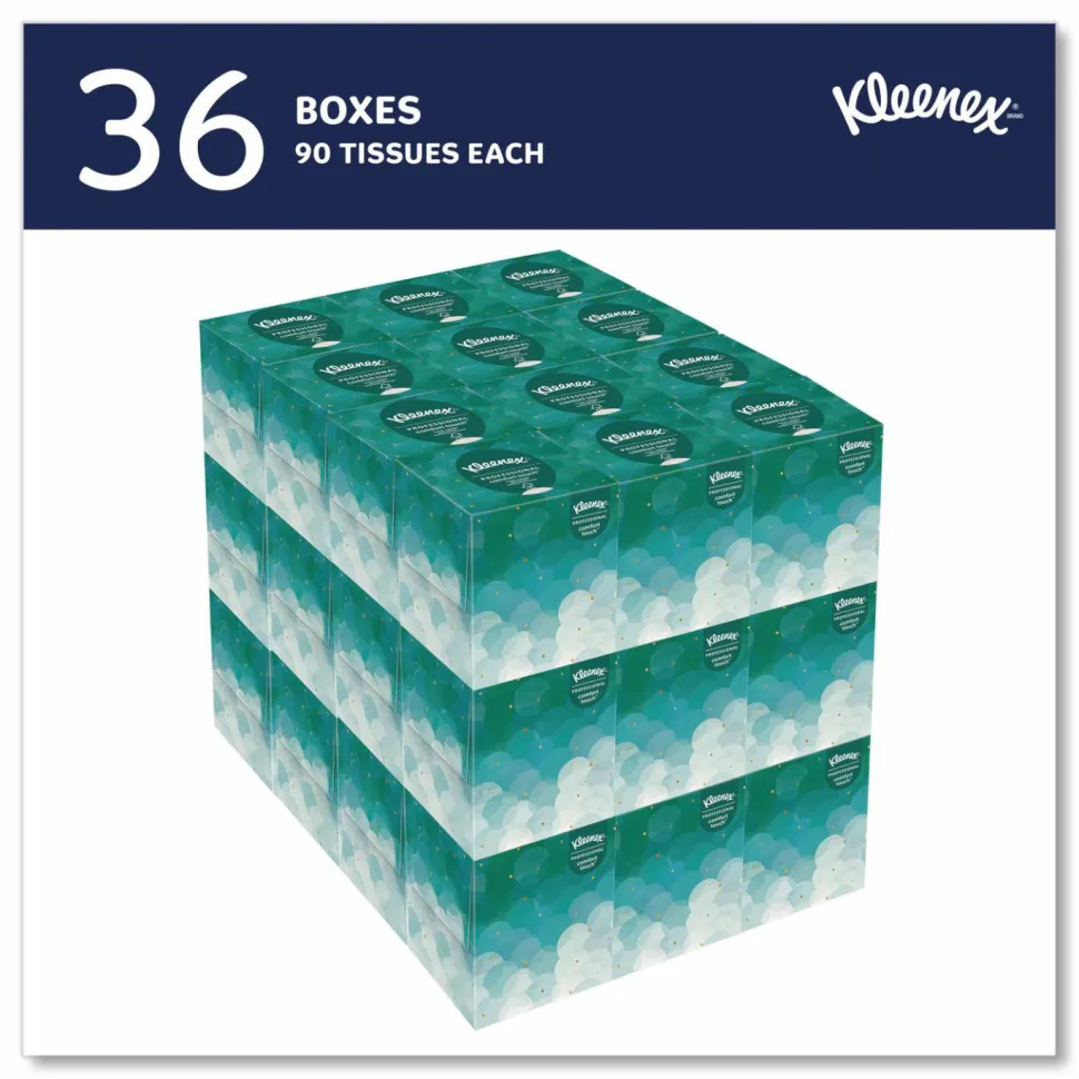 Kleenex Professional Facial Tissue, Pop-Up Box, 2-Ply, White, 90 Sheets/Box, 36 Boxes/Carton