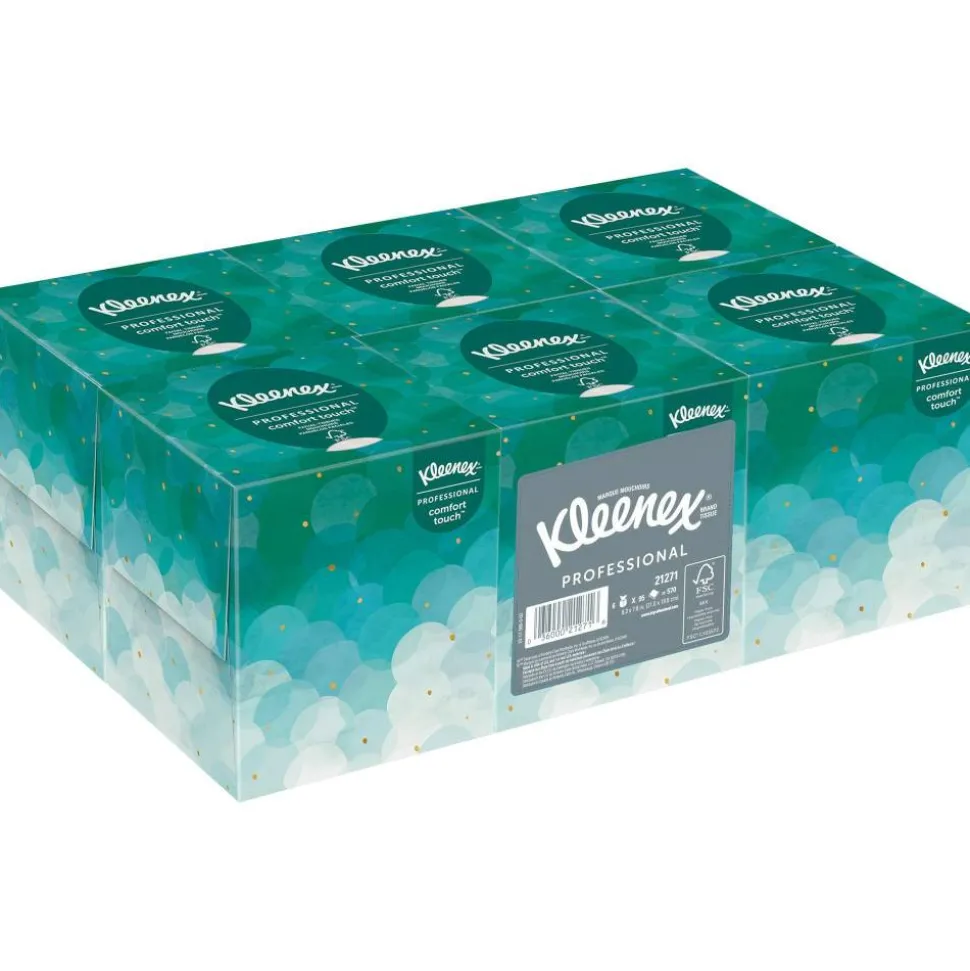 Kleenex Professional Facial Tissue, Upright Facial Tissue Cube Boxes for Business, 90 Sheets, 6 Boxes