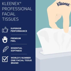 Kleenex Professional Facial Tissue, Upright Facial Tissue Cube Boxes for Business, 90 Sheets, 6 Boxes