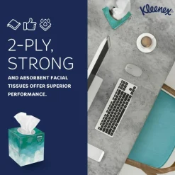 Kleenex Professional Facial Tissue, Upright Facial Tissue Cube Boxes for Business, 90 Sheets, 6 Boxes