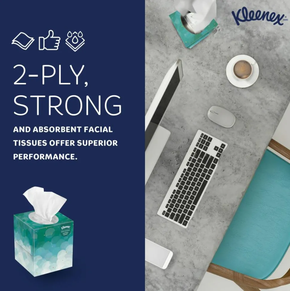 Kleenex Professional Facial Tissue, Upright Facial Tissue Cube Boxes for Business, 90 Sheets, 6 Boxes