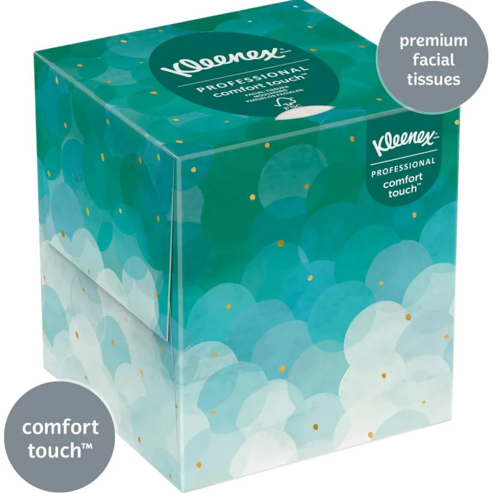 Kleenex Professional Facial Tissue, Upright Facial Tissue Cube Boxes for Business, 90 Sheets, 6 Boxes
