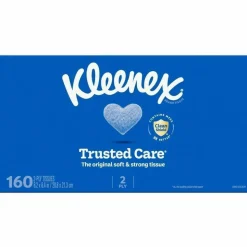 Kleenex Trusted Care 2-Ply Tissues, 8-7/16" x 8-1/2", White, 160 Tissues Per Box, Pack Of 3 Boxes
