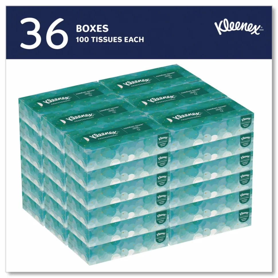 Kleenex White Facial Tissue for Business, Pop-Up Box, 2-Ply, 100 Sheets/Box, 36 Boxes/Carton