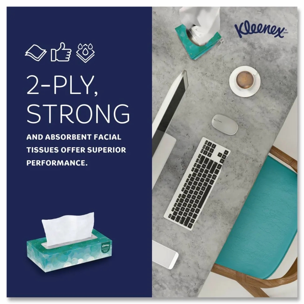 Kleenex White Facial Tissue for Business, Pop-Up Box, 2-Ply, 100 Sheets/Box, 36 Boxes/Carton