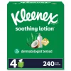 Kleenex Lotion Facial Tissue, 3-Ply, White, 60 Sheets/Box, 4 Boxes/Pack, 8 Packs/Carton