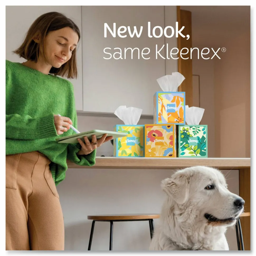 Kleenex Lotion Facial Tissue, 3-Ply, White, 60 Sheets/Box, 4 Boxes/Pack, 8 Packs/Carton