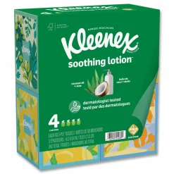 Kleenex Lotion Facial Tissue, 3-Ply, White, 60 Sheets/Box, 4 Boxes/Pack, 8 Packs/Carton